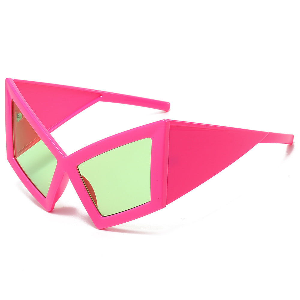 Angular Cat Eye Sunglasses With Chunky Frames - RoseRed