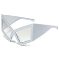 Angular Cat Eye Sunglasses With Chunky Frames - Silvery