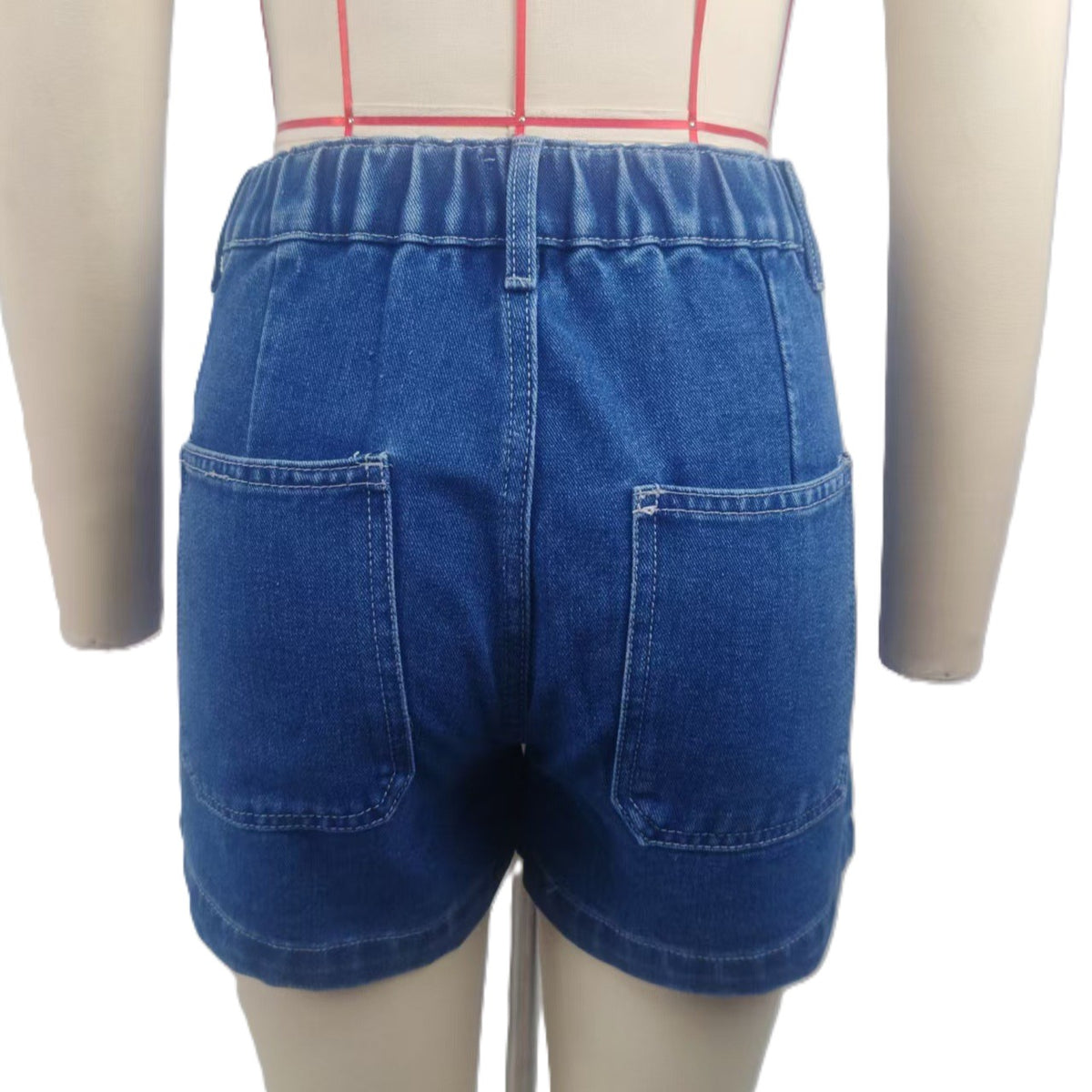 Relaxed Denim Shorts With Patch Pockets - DarkBlue - 2