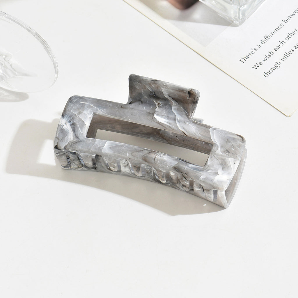 Oversized Marble Swirl Banana Claw Clip - Gray