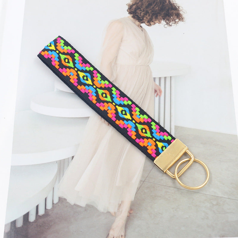 Bright Boho Woven Keychain Wristlet - NO-1