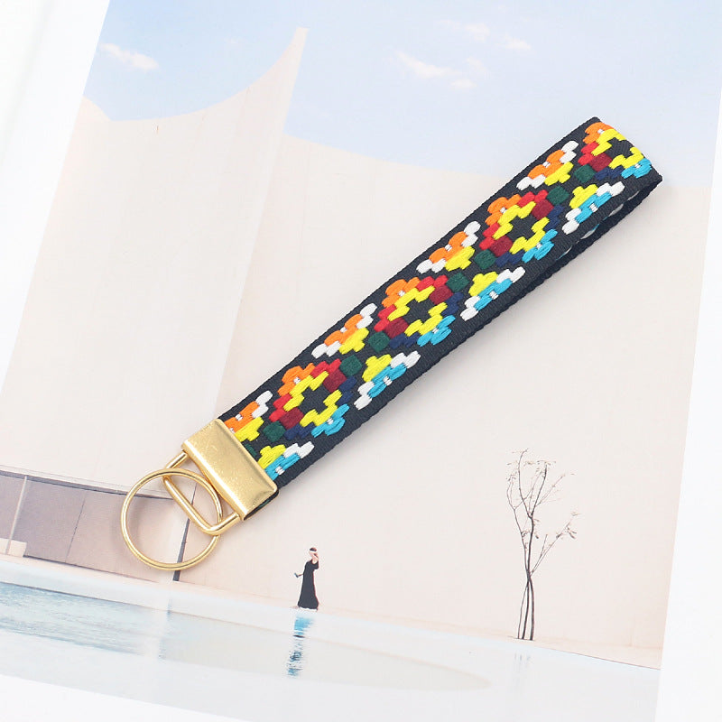 Bright Boho Woven Keychain Wristlet - NO-3