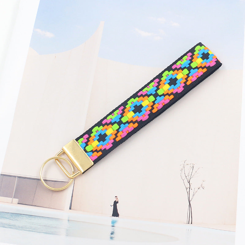 Bright Boho Woven Keychain Wristlet - NO-4