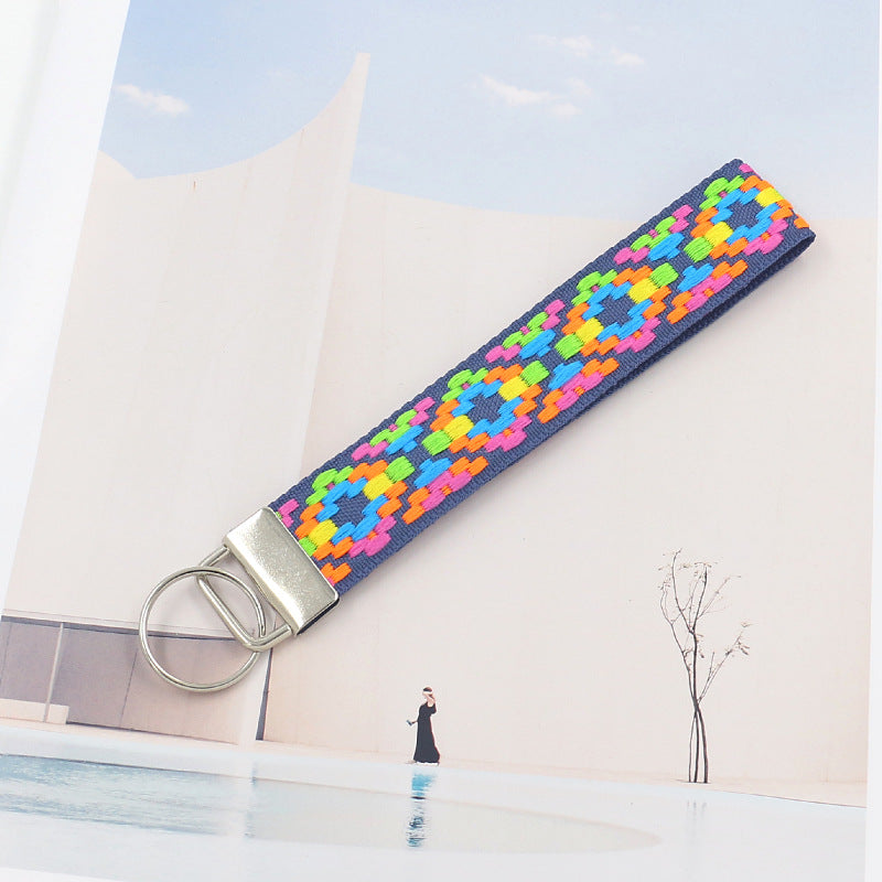 Bright Boho Woven Keychain Wristlet - NO-6