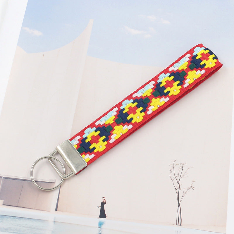 Bright Boho Woven Keychain Wristlet - NO-7