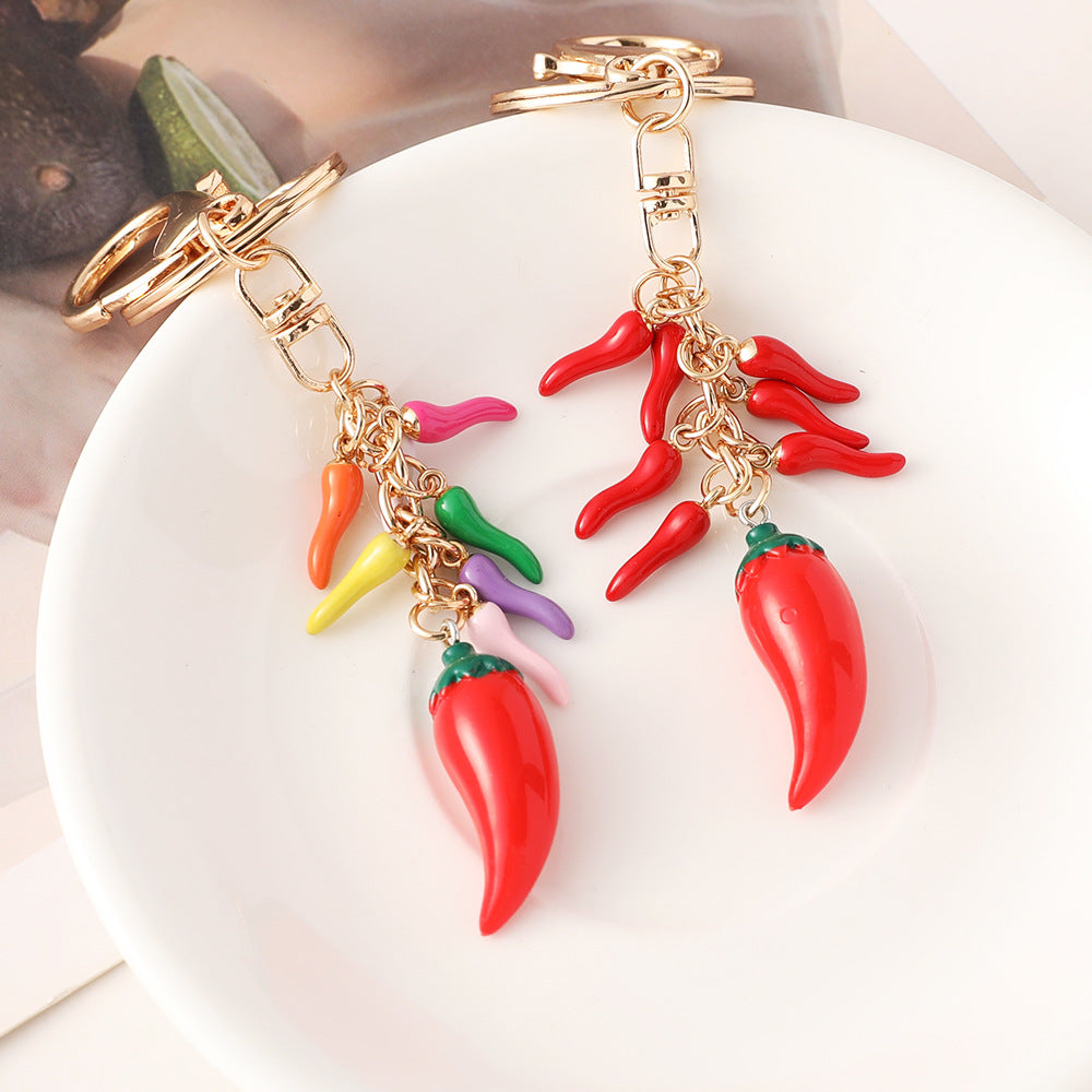 Chili Pepper Cluster Charm Keychain - view 1