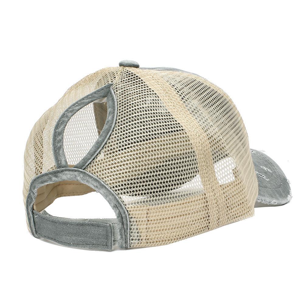 Distressed Flag Patch Mesh Trucker Cap - grey - 1