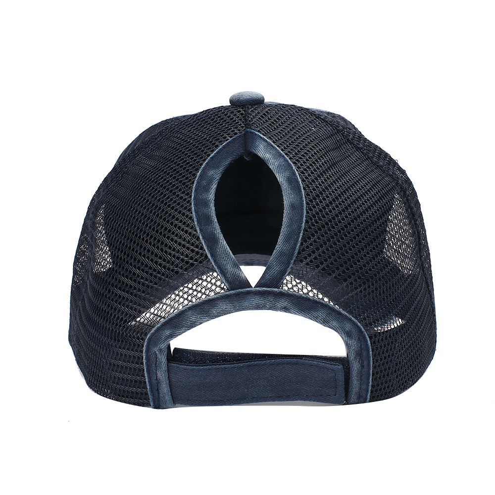 Distressed Flag Patch Mesh Trucker Cap - navyblue - 2