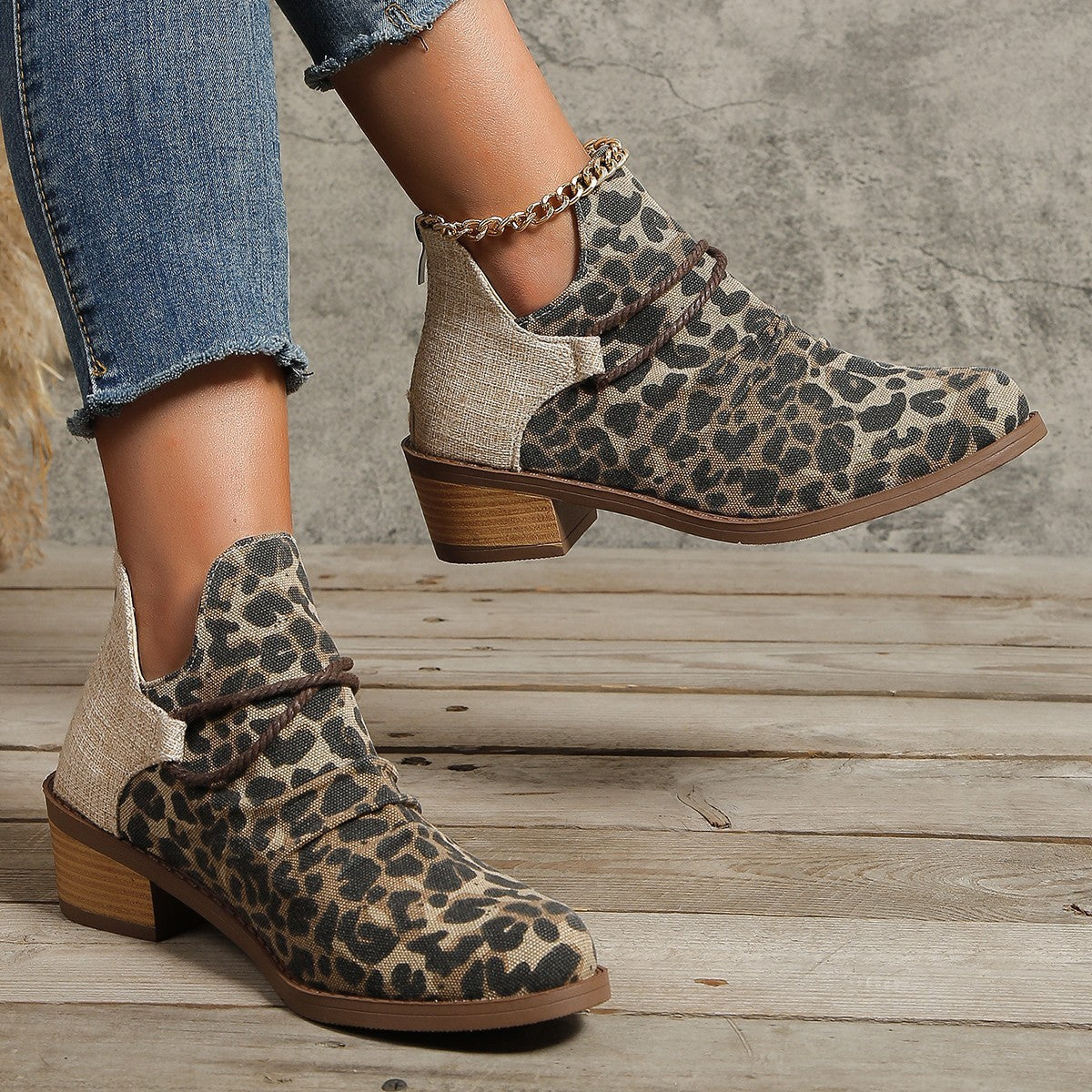 Ruched Cord Wrap Block Heel Ankle Booties
