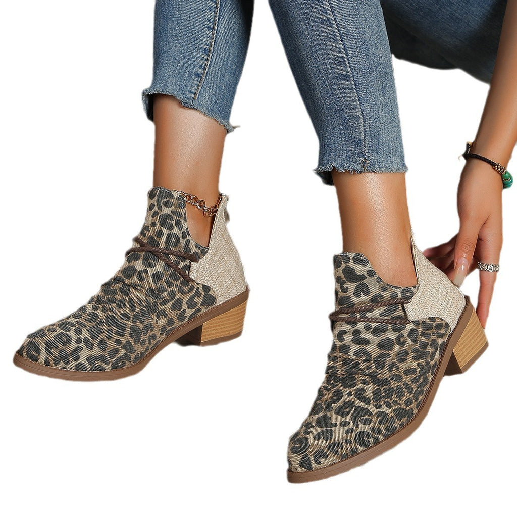Ruched Cord Wrap Block Heel Ankle Booties