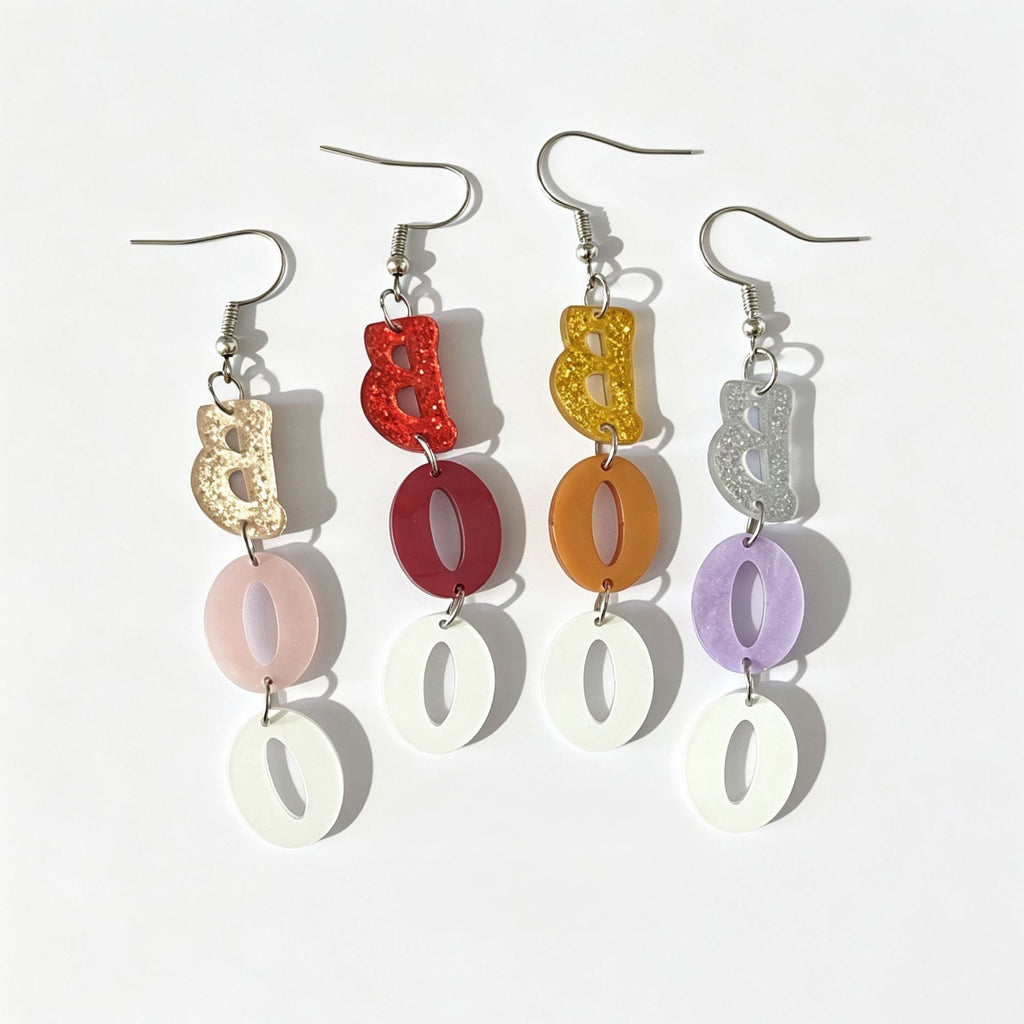 Glitter Boo Charm Dangle Earrings - Apricot - 2