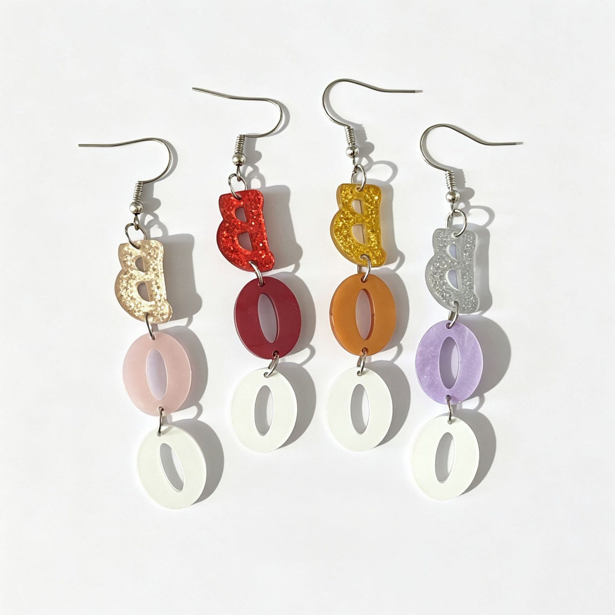 Glitter Boo Charm Dangle Earrings - Apricot - 2