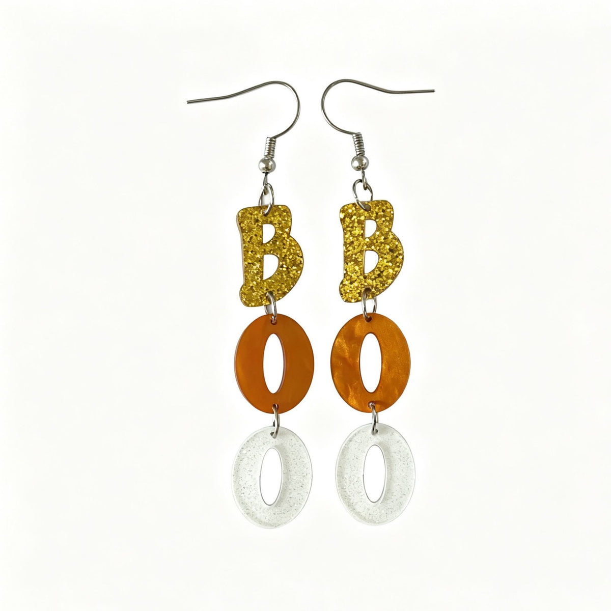 Glitter Boo Charm Dangle Earrings - Gold