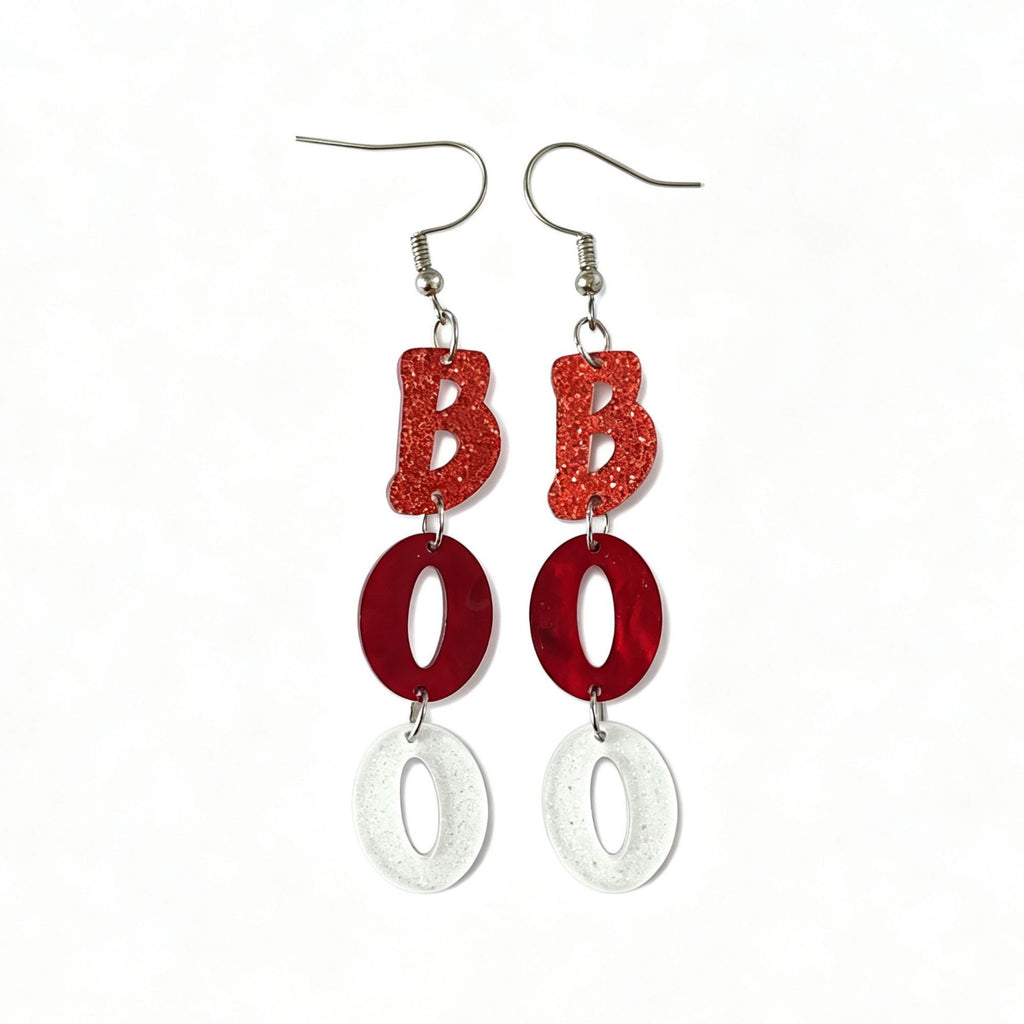 Glitter Boo Charm Dangle Earrings - Red