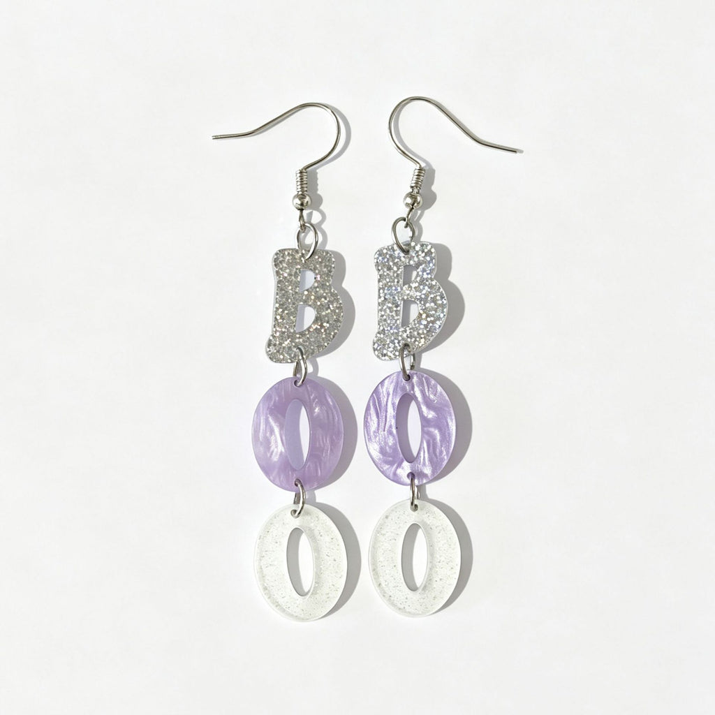 Glitter Boo Charm Dangle Earrings - Silvery