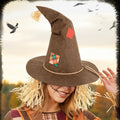 Straw Fringe Scarecrow Hat With Patch Trim - Brown