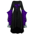 Layered Lace Bell Sleeve Corset Maxi Dress - PBlack