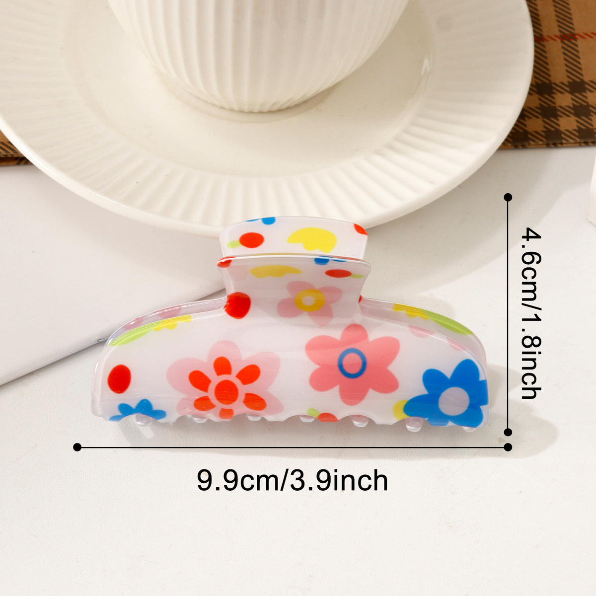 Hair Claw Clip With Fruit and Flower Prints - C_Flower