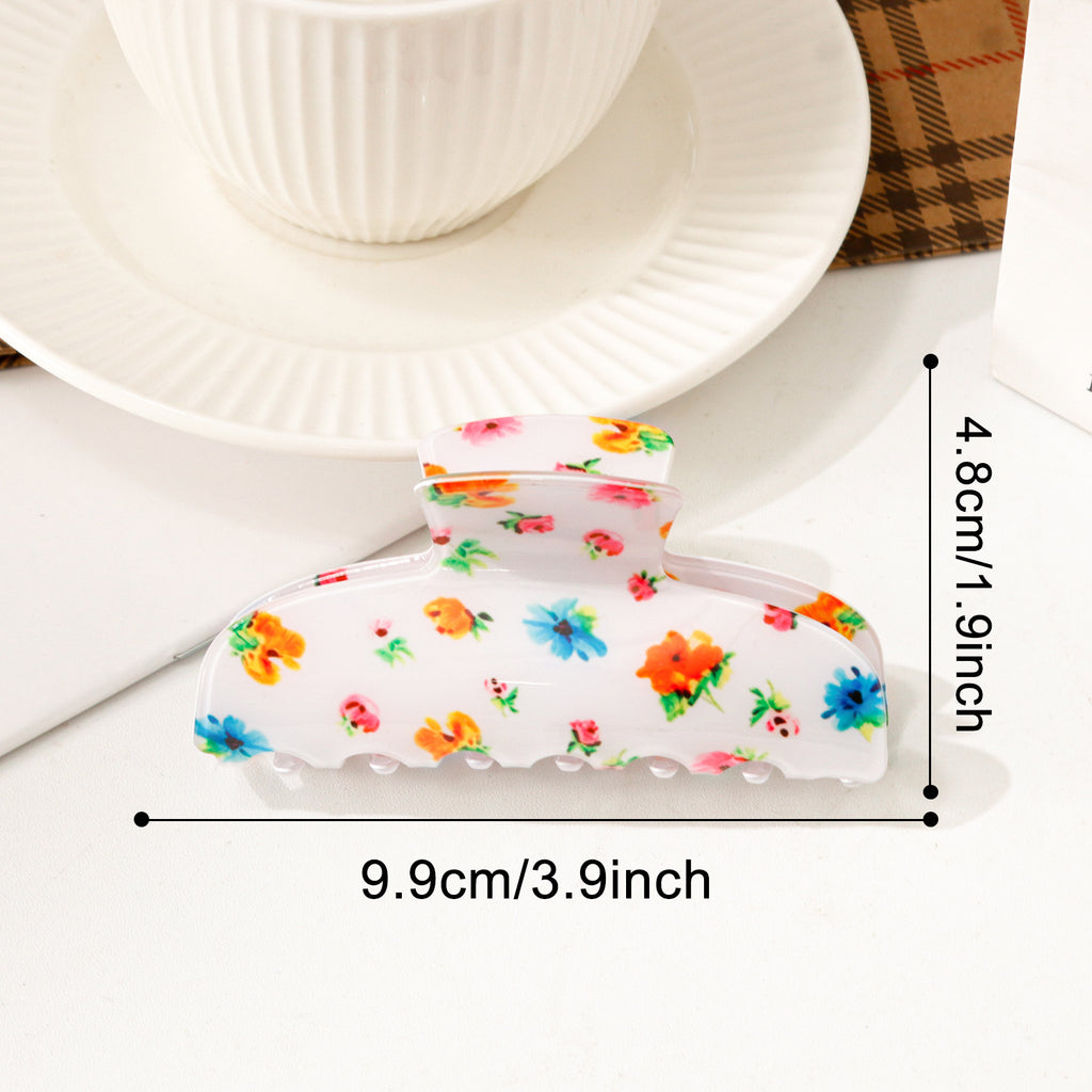 Hair Claw Clip With Fruit and Flower Prints - Flower