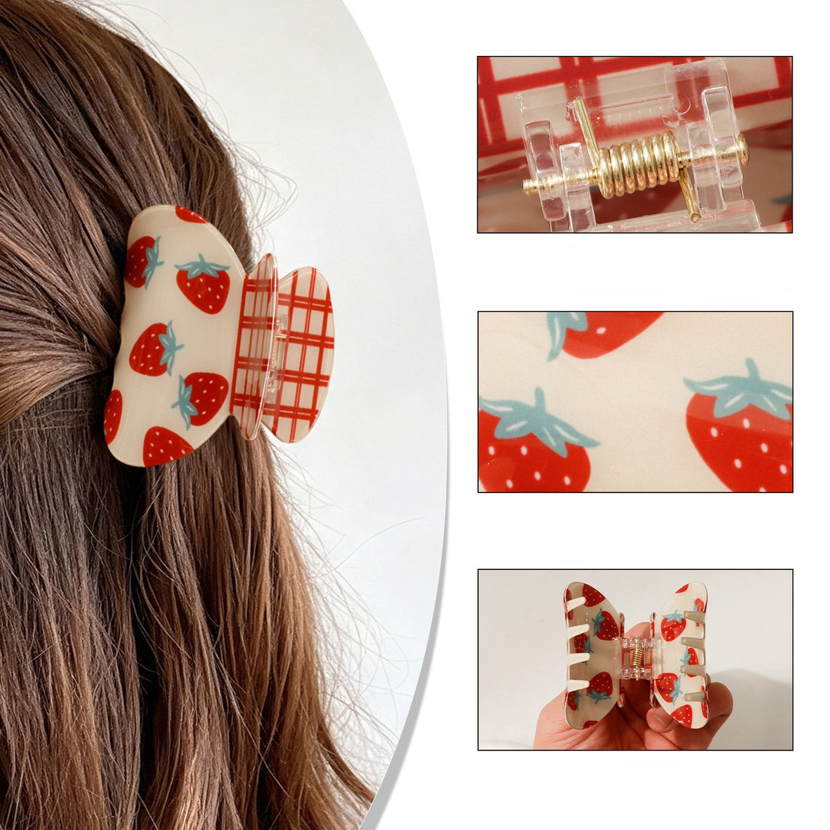 Hair Claw Clip With Fruit and Flower Prints - view 2