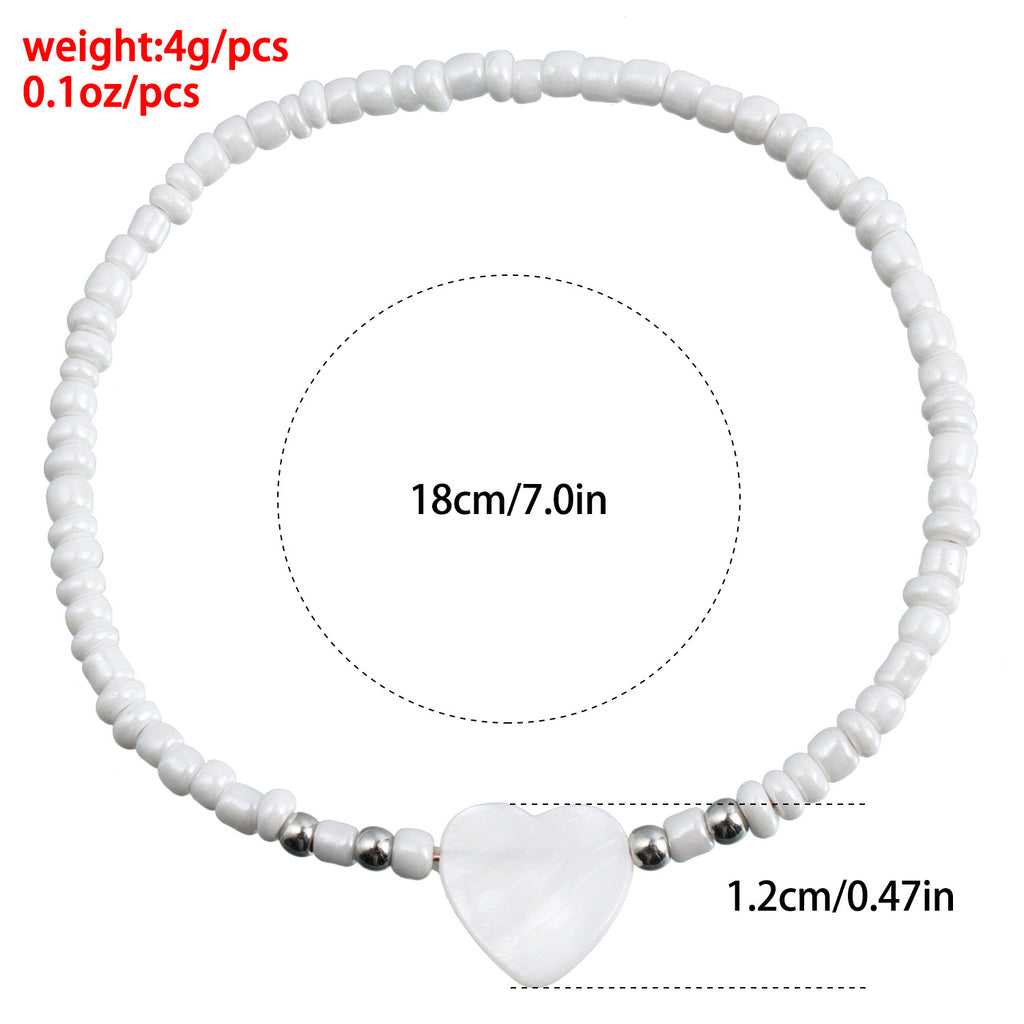 Seed Bead Shell Heart Pendant Necklace - view 2