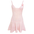 Rosette Strap Knit Cami Mini Dress - Pink