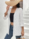 Open Front Crochet Lace Longline Cardigan - White