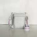 Woven Strap Triple Zip Crossbody Bag - Grey