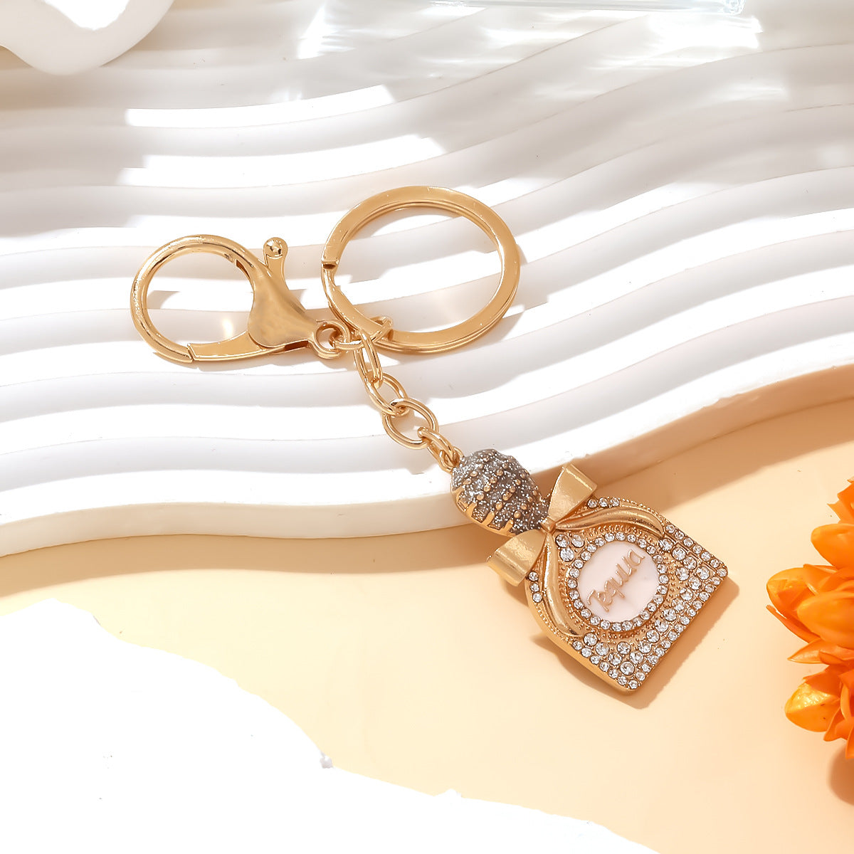 Crystal Bow Bottle Pendant Keychain - view 1