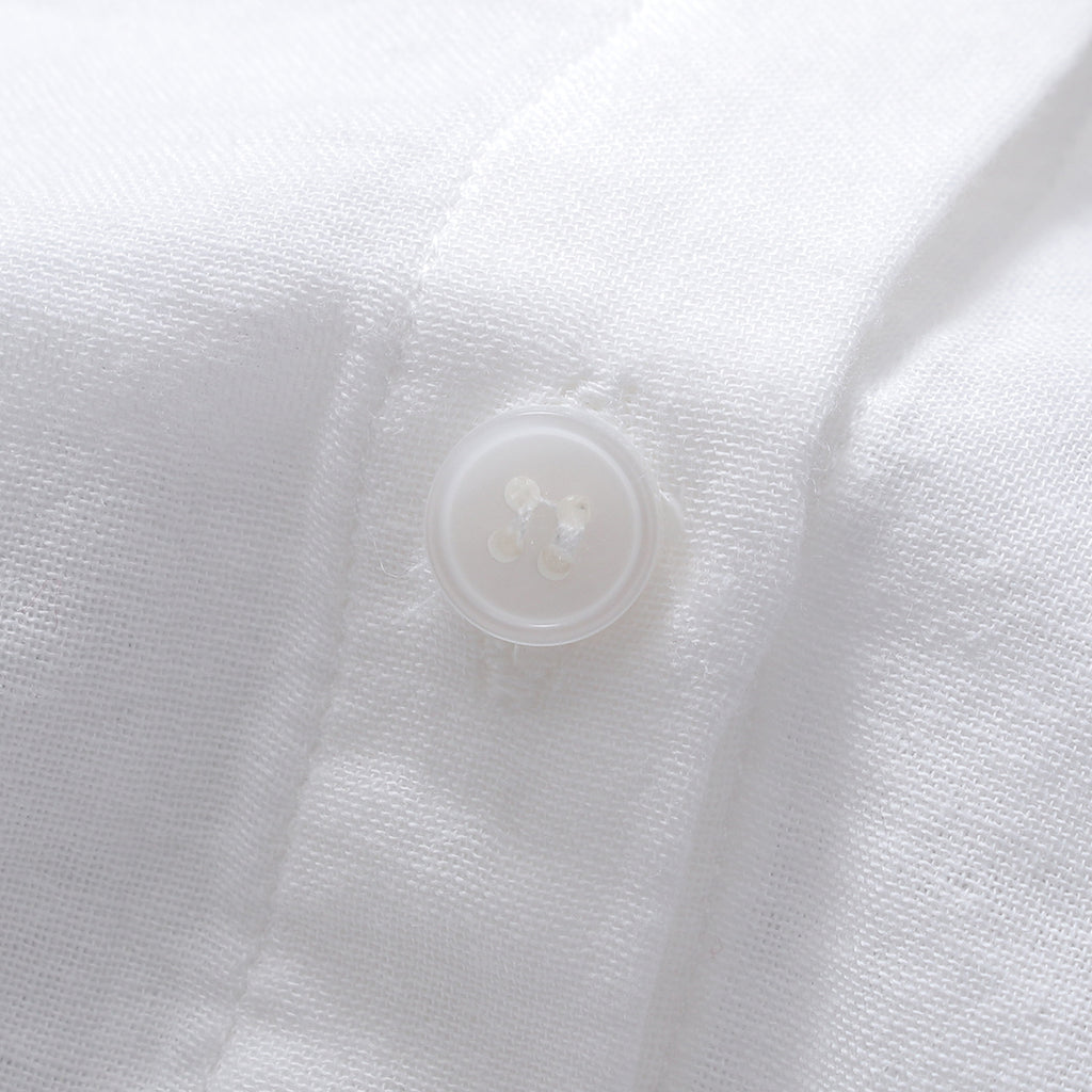 Crinkle Gauze Round Collar Button Down Shirt - white - 7