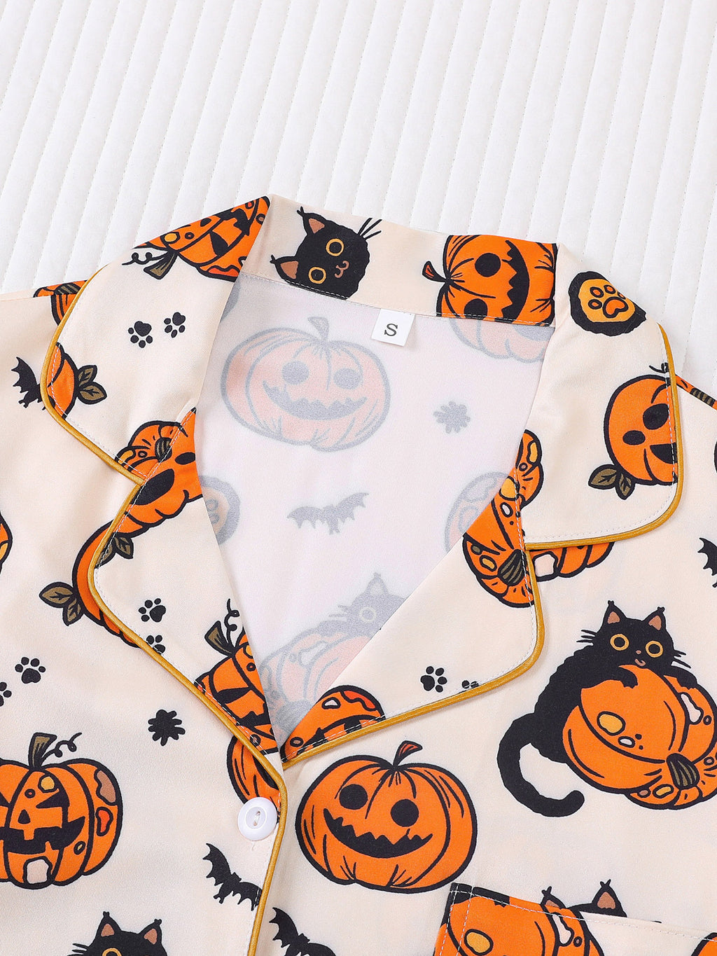 Ghost And Pumpkin Halloween Pajama Lounge Set - Beige - 2