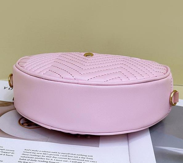 Quilted Heart Shaped Crossbody Bag - Pink - 5