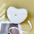 Quilted Heart Shaped Crossbody Bag - White