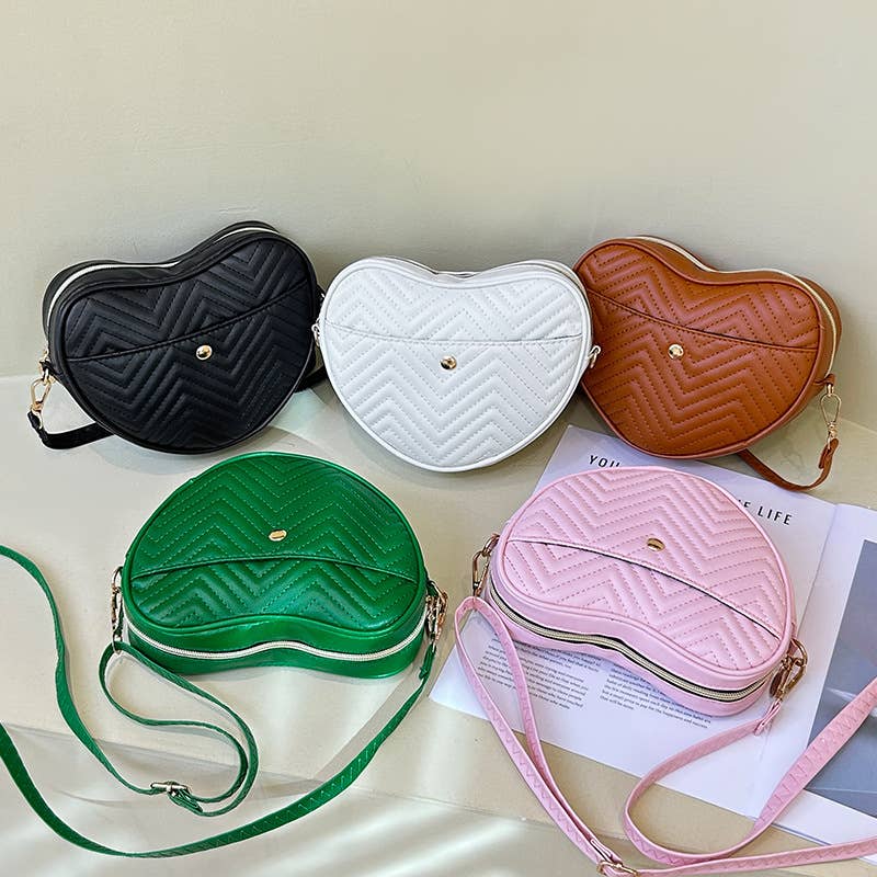 Quilted Heart Shaped Crossbody Bag