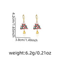 Crystal Christmas Tree Bell Drop Earrings - Gold