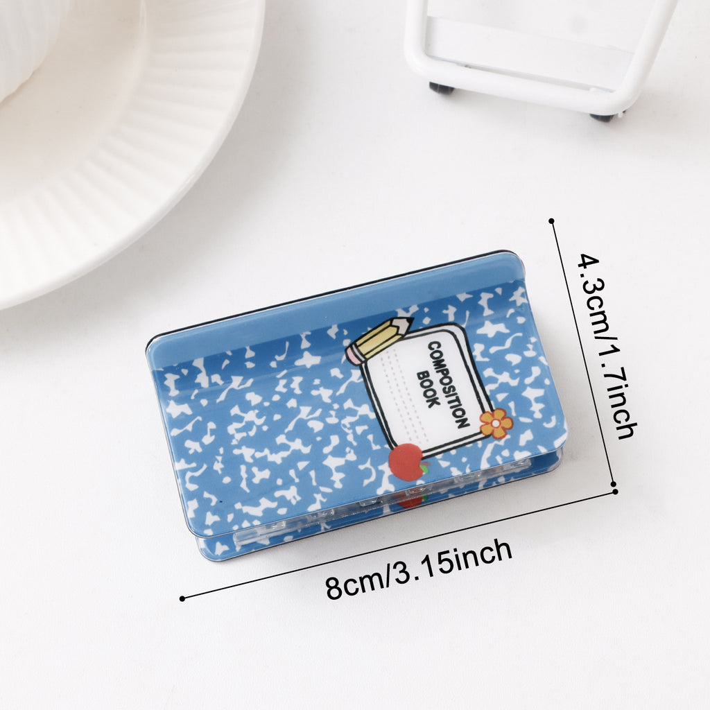 Notebook Print Rectangle Hair Claw Clip - Blue