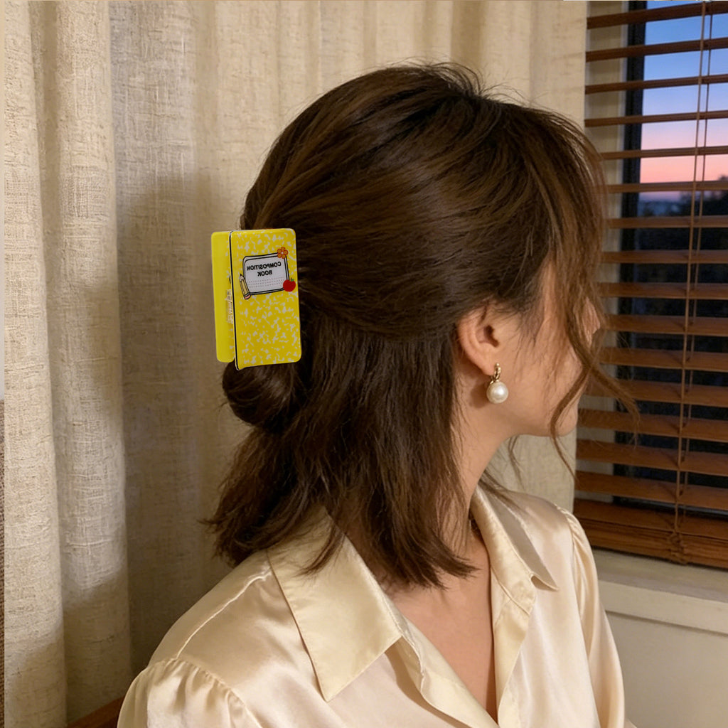 Notebook Print Rectangle Hair Claw Clip - view 3