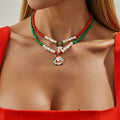 Faux Pearl Bead Christmas Pendant Necklace - NO-1