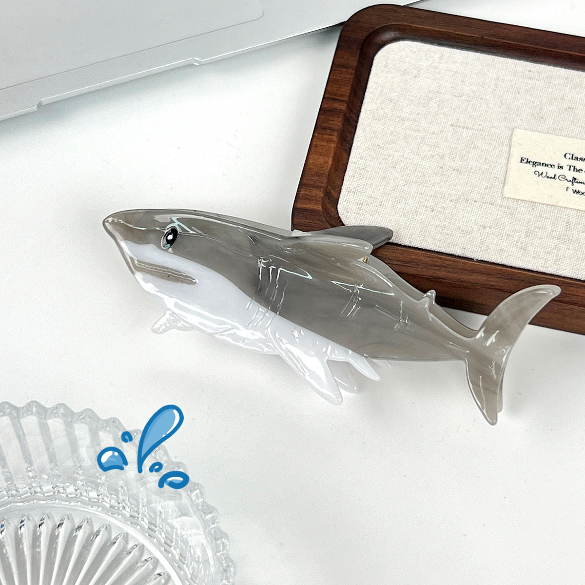 Marbled Shark Hair Claw Clip - Grey