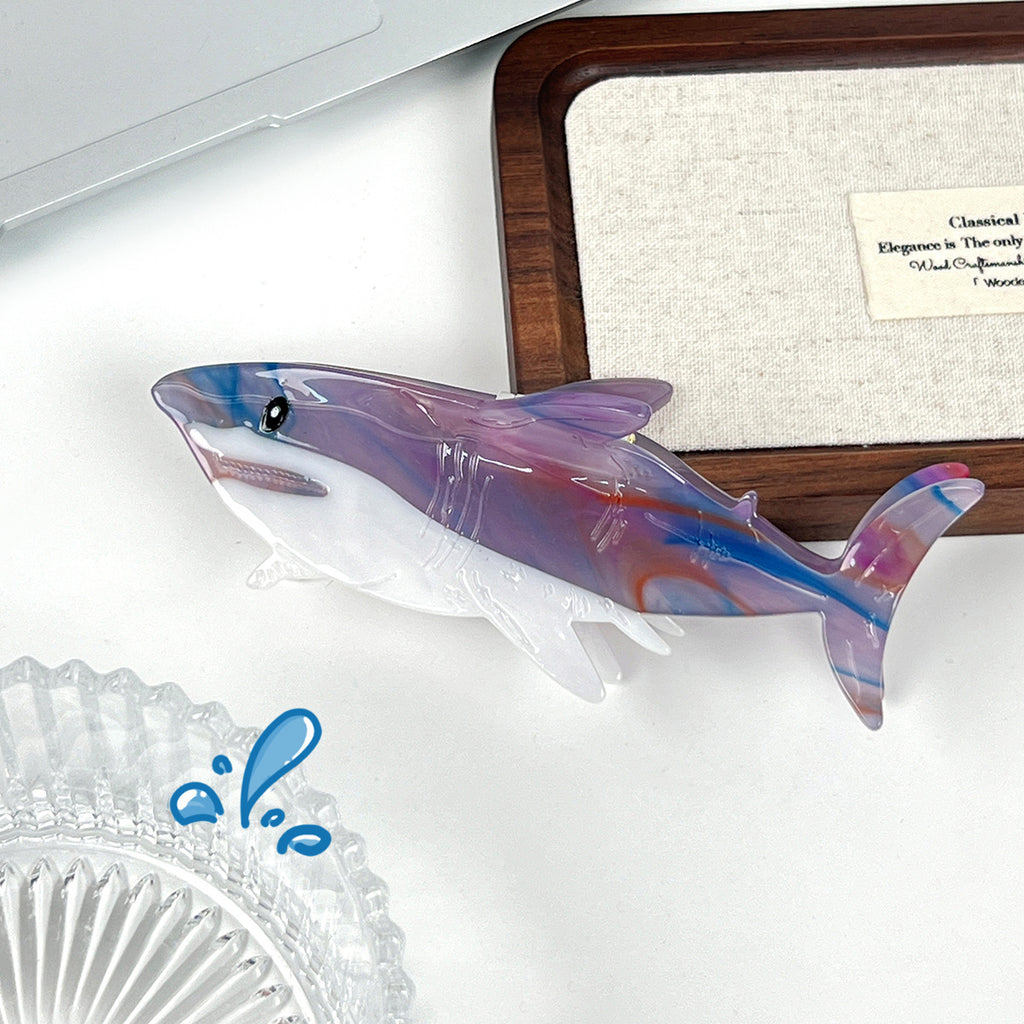 Marbled Shark Hair Claw Clip - Purple