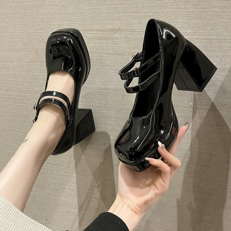 Square Toe Platform Mary Jane Heels