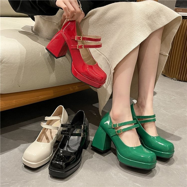 Square Toe Platform Mary Jane Heels
