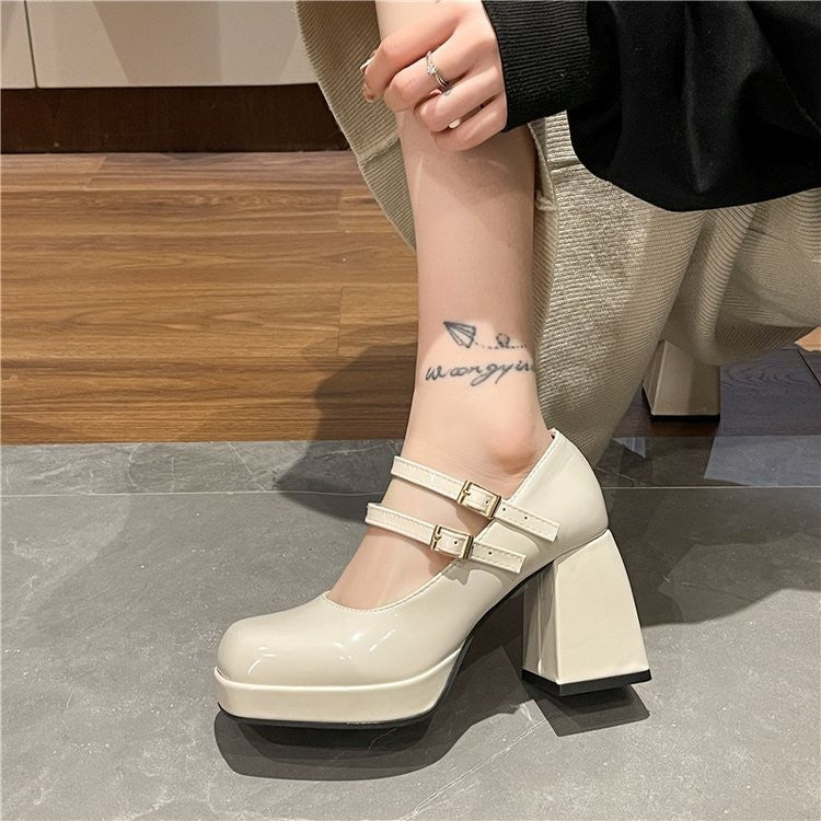 Square Toe Platform Mary Jane Heels