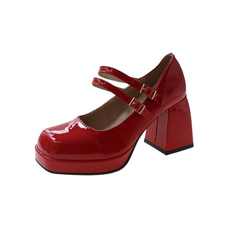 Square Toe Platform Mary Jane Heels