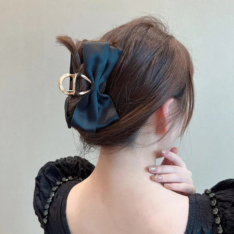Layered Satin Bow Gold Claw Clip - view 1