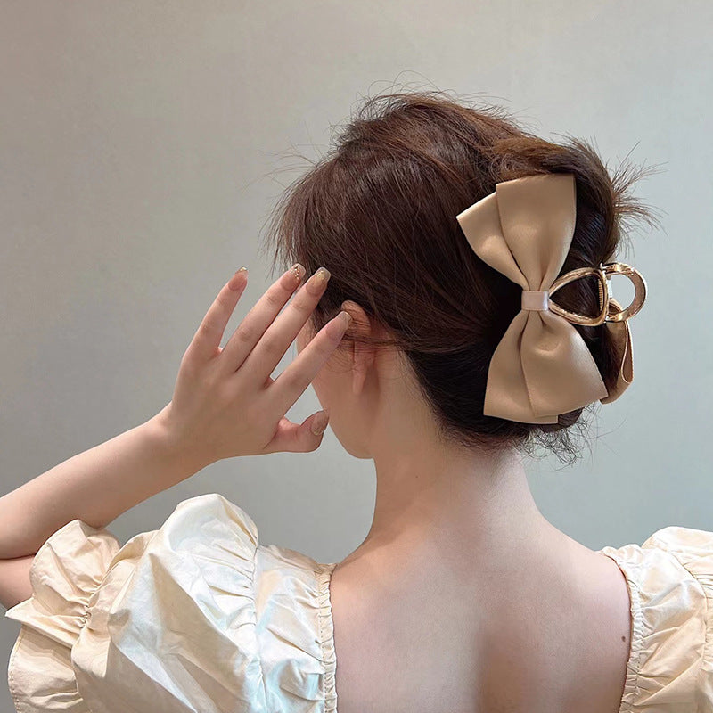 Layered Satin Bow Gold Claw Clip - view 2