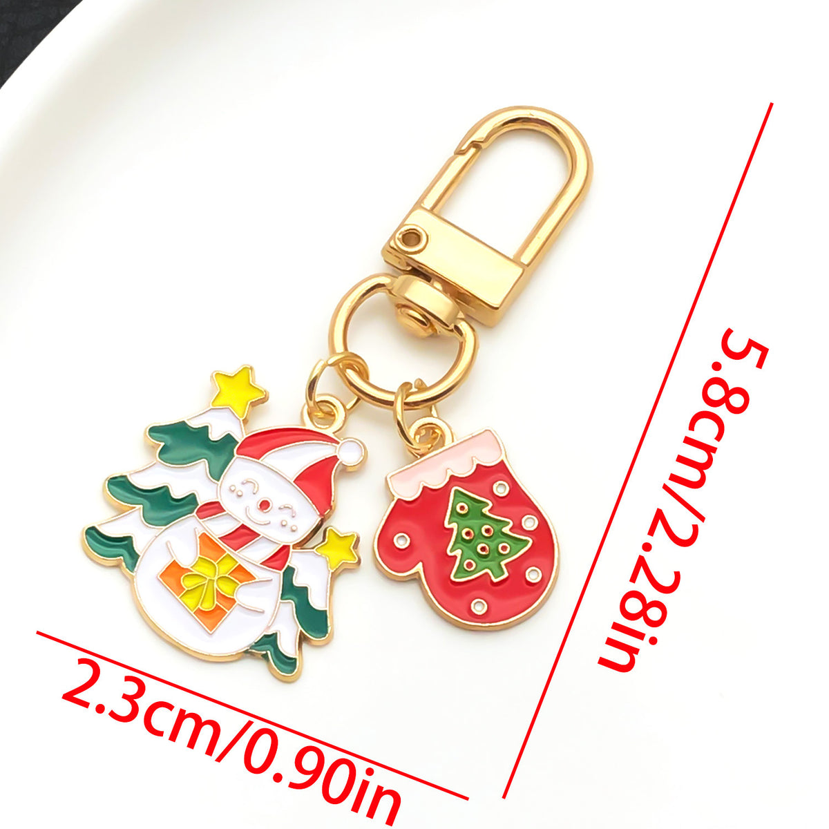 Christmas Enamel Charm Clip On Keyring - C2