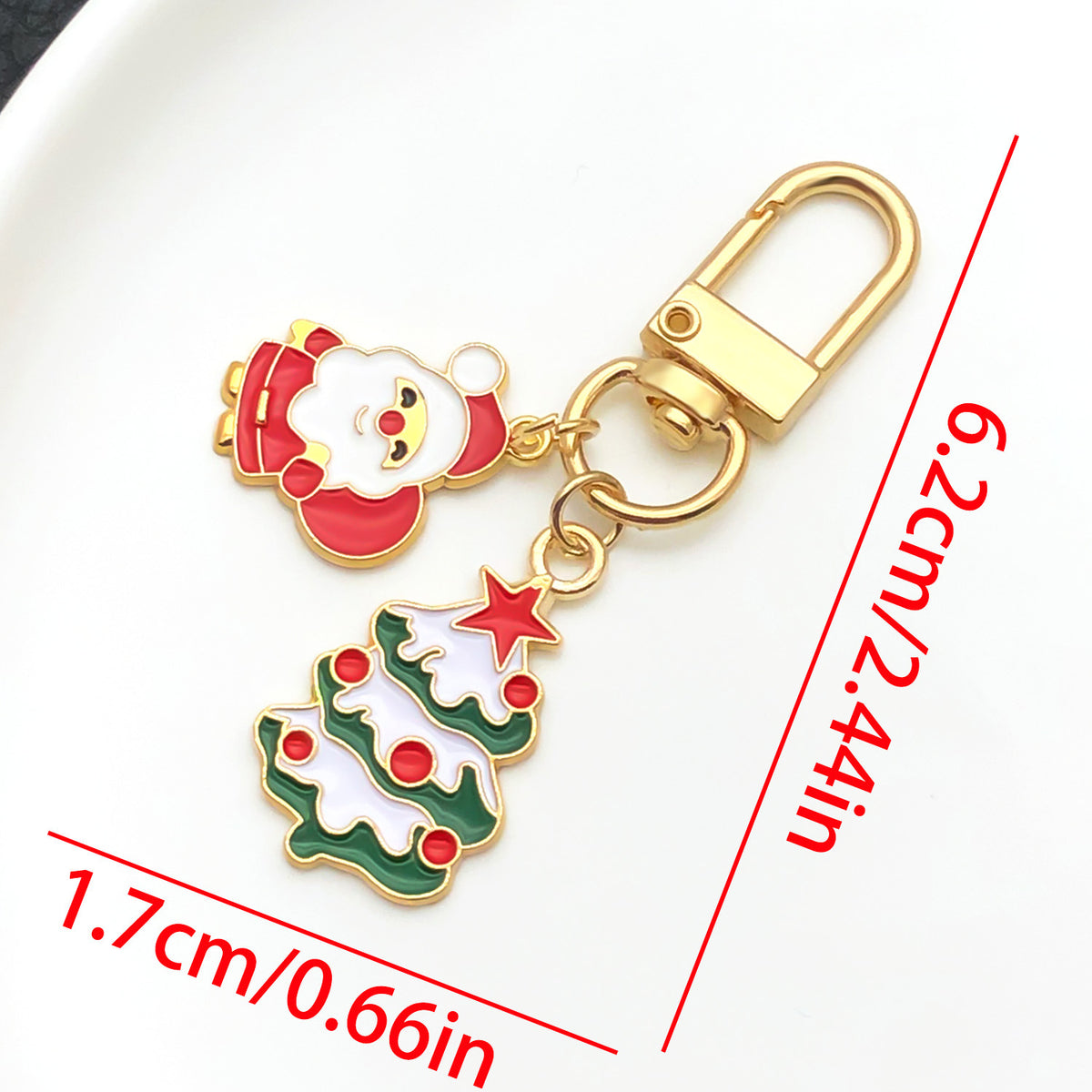 Christmas Enamel Charm Clip On Keyring - C9