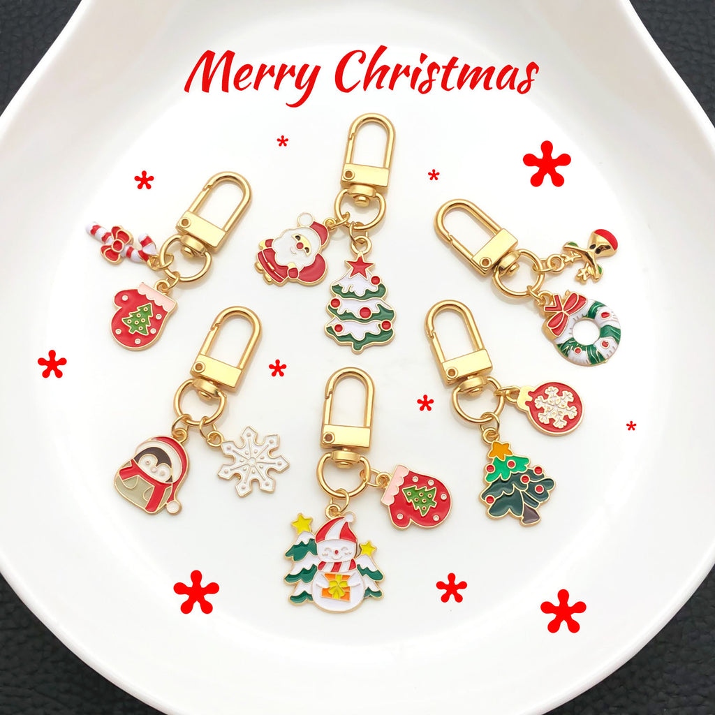 Christmas Enamel Charm Clip On Keyring
