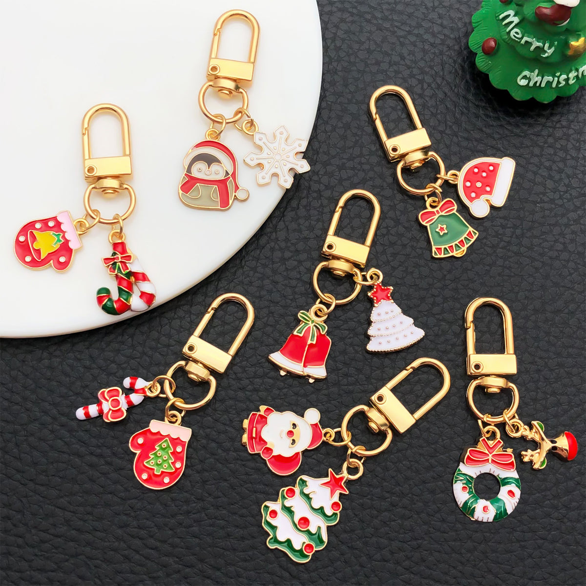 Christmas Enamel Charm Clip On Keyring - view 1
